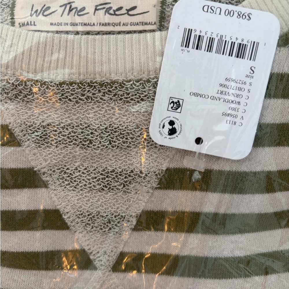 We The Free Olive and Cream Striped V-Neck Top - Picture 2 of 2